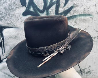 BROKEN ARROW Distressed Vintage Open Crown Hat - Etsy display picture 1