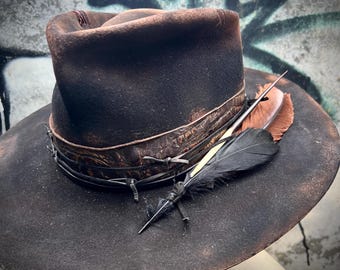 Vintage 1970's Stetson Black Cowboy Hat Size 7 1/8, Western