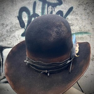 DESPARADO Custom Distressed Open Crown Tilted Brim Ranch Festival Hat