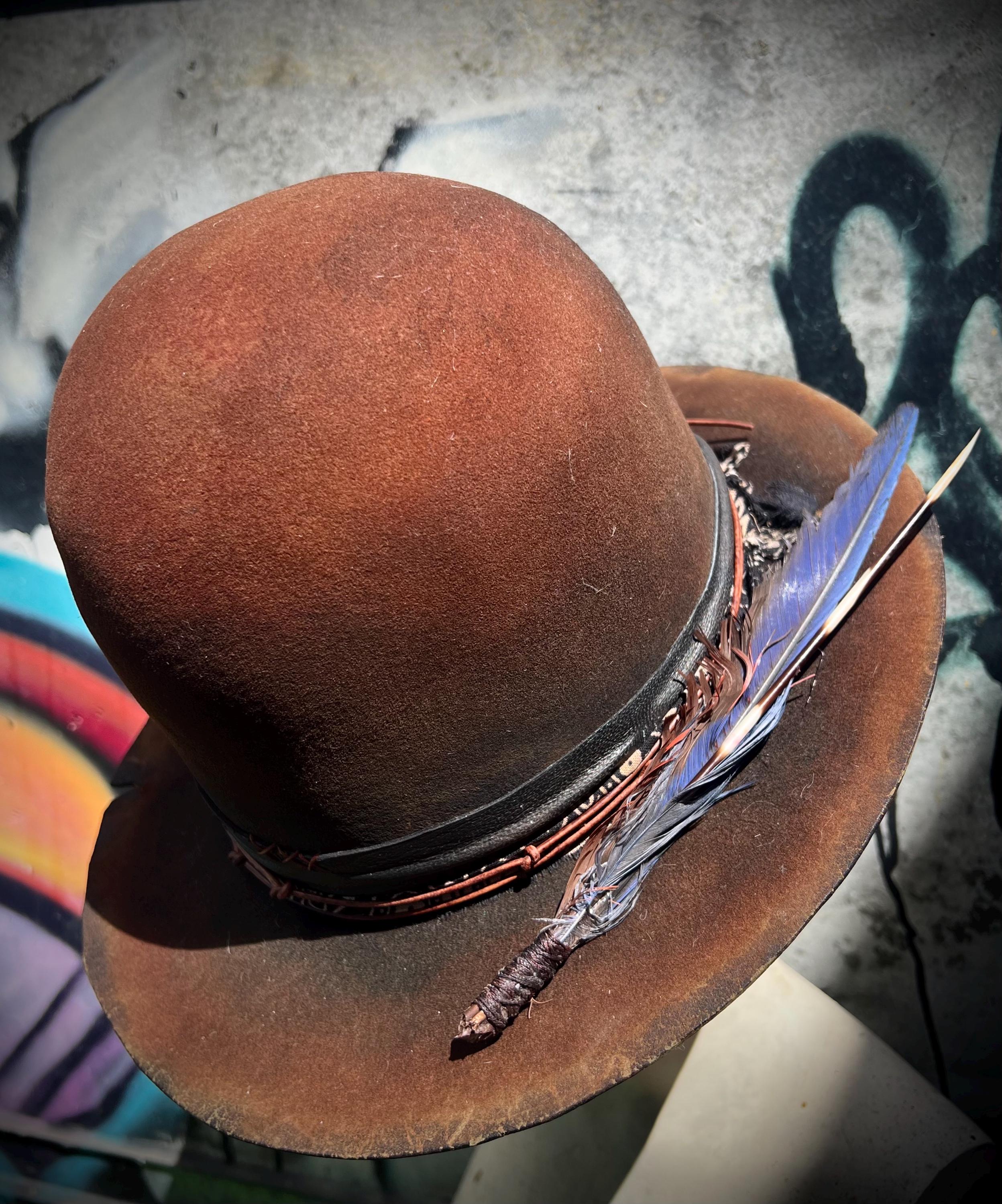 RAMBLE ON Custom Redesigned Dynafelt Open Crown Hat Vintage Dynafelt Cowboy Hat - Etsy main image 4