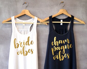 Bride Vibes Shirt, Champagne Vibes, Honeymoon Vibes, Bride Shirt, Bridal Party Shirts, Bachelorette Party Shirts, Bridesmaid Tanks, Gift