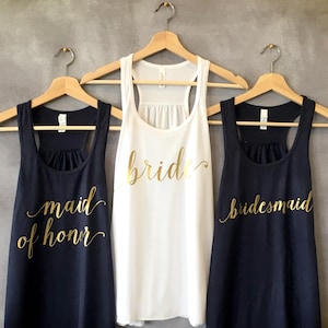 Bride Tank Top, Bridesmaid Tank Tops, Maid of Honor Tank Top, Bachelorette Party Shirts, Bridal Party, Bride Squad, Matron of Honor