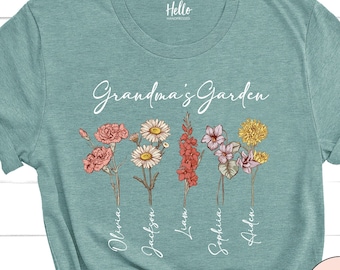 Omas Garten Shirt, Oma Geschenk, Geburtsmonat Blumen, personalisierte Geschenke für Oma, Muttertagsgeschenk für Oma, Oma Sweatshirt