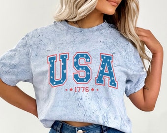 Chemise rétro couleurs confort USA, t-shirt 4 juillet, t-shirt Amérique quatrième, chemise femme 4 juillet, chemise patriotique Amérique, jour de l'indépendance