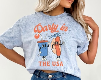 Retro Party in the USA Shirt, Tie Dye Comfort Colors Tshirt, 4th of July Tee, Funny Fourth Shirts, Womens 4th of July Shirt, America Shirt