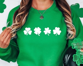 Embossed St. Patricks day Sweatshirt, Women's St Paddy's Day Outfit, Puff Print Shamrock Sweatshirt, Lucky Sweater, St Pattys Day Crewneck