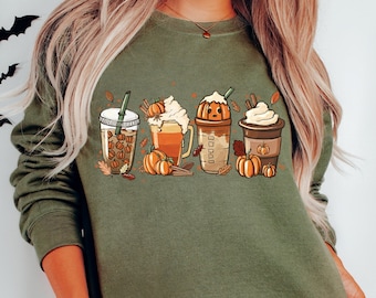Fall Coffee Sweatshirt, Pumpkin Spice Crewneck, Trendy Halloween Sweater, Women's Shirt For Fall, Fall Sweatshirt for Women, Thanksgiving