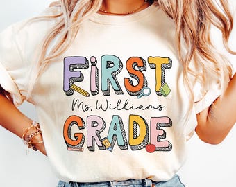 Personalized First Grade Teacher Shirt: Back to School Dream Team Tee