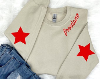 4th of July Sweatshirt, Star Arm Patches, Freedom Sweatshirt, Cute 4th of July Sweater, Teacher 4th of July Shirt, Mommy and Me 4th of July