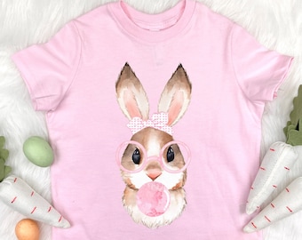 Bubblegum Bunny Easter Shirt for Girls, Easter Basket Gift, Toddler Girl Easter Tshirt, Girls Easter Bunny Shirt, Baby Girl Easter Outfit