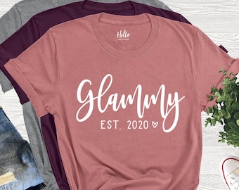 Glammy Shirt, Grandma Gift, Glammy Established Shirt, Nana Shirt, Christmas Gift Glammy, Pregnancy Announcement Shirt, Promoted to Glammy