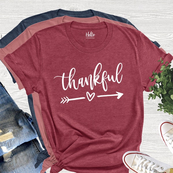 Thankful, Thankful Shirt, Thanksgiving T Shirt, Cute Thankful heart t-shirt, Fall T Shirt, Women's Thanksgiving T Shirt, Family shirt