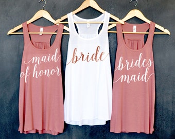 Bride Tank Top, Bridesmaid Tank Tops, Maid of Honor Tank Top, Bachelorette Party Shirts, Bridal Party, Bride Squad, Matron of Honor