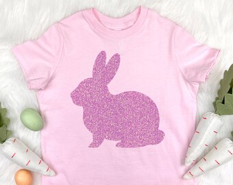 Girls Easter Bunny Shirt, Glitter Pink Bunny Shirt, Girl Easter Outfit, Kids Easter Sweatshirt, Toddler Easter Shirt, Easter Basket Stuffers