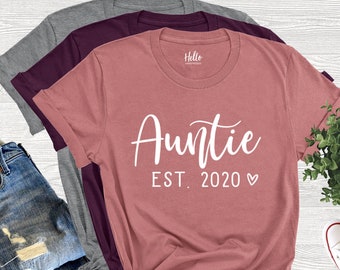 Auntie Shirt, Aunt Gift, Auntie Established Shirt, Aunt Shirt, Christmas Gift Aunt, Gift for Sister, Pregnancy Announcement Shirt, BAE Shirt