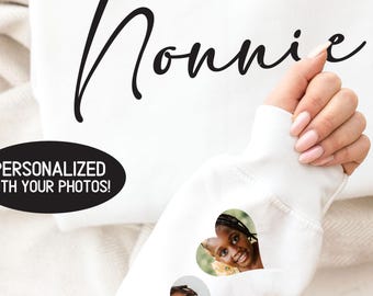 Personalized Nonnie Sweatshirt, Mothers Day Gift For Nonnie, Heart on Sleeve, Custom Nonnie Crewneck Pullover, Gift, Hoodies, Nonnie Gift