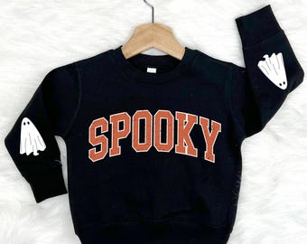 Kids Spooky Sweatshirt, Halloween Sweatshirt, Ghost Elbow Patch Sweatshirt, Toddler Youth Kids Sweatshirts, Ghost Sweater, Halloween Shirt