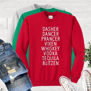 Women's Dasher Dancer Vodka Tequila Print T-Shirt - Casual Short Sleeve Blouse, Loose Fit - View #6