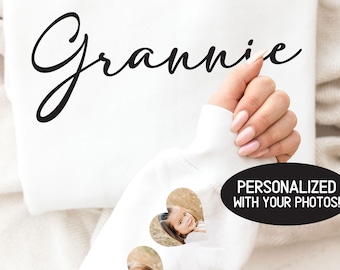 Personalized Grannie Sweatshirt, Mothers Day Gift For Grannie, Heart on Sleeve, Custom Grannie Crewneck Pullover, Hoodies, Grannie Gift