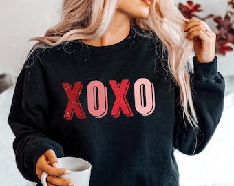 Valentine's Shirts for Women, XOXO Long Sleeve Valentine's Sweatshirt for Women, LOVE Shirt, Cute Valentine's Tshirt, Valentine's Crewneck