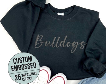 Custom Mascot Sweatshirt, Puff Print Team Name Sweatshirt, Embossed Print, Gift for Mom, Christmas Gift for Her, School Spirit Crewneck