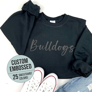 Custom Mascot Sweatshirt, Puff Print Team Name Sweatshirt, Embossed Print, Gift for Mom, Christmas Gift for Her, School Spirit Crewneck