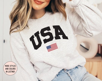 US Flag Patriotic Sweatshirt, 4th of July Parade Sweater, Fourth of July Party Shirt, USA Party Pullover,  Independence Day Celebration Tee