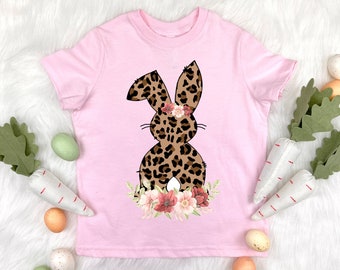Leopard Print Easter Shirt for Girls, Toddler Girl Easter Shirt, Gift for Easter Basket, Kids Easter Bunny Shirt, Girl Easter Outfit