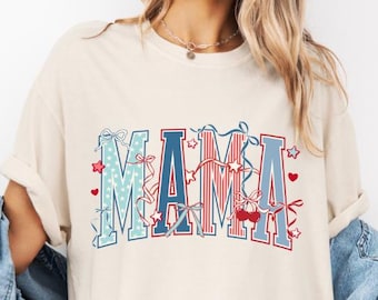 Patriotic Mama Comfort Colors T-Shirt, 4th of July Shirt, Memorial Day Tee, Summer Outfit, USA Shirts for Mom, America Tee, Independence Day