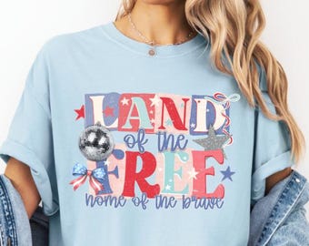 Land of the Free Comfort Colors T-Shirt, 4th Of July Shirt, Independence Day Shirt, Fourth of July Shirt, Memorial Day Tee, Home of Brave
