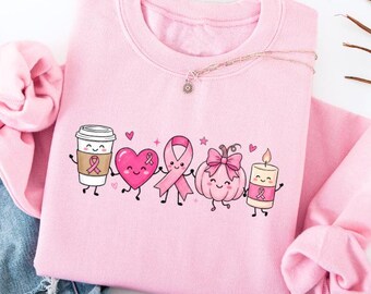 Breast Cancer Awareness Sweatshirt, Pink Ribbon Crewneck, Survivor Gift, Breast Cancer Support Sweatshirt, October Awareness Pullover