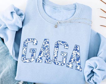 Toile Gaga Sweatshirt, Gaga Floral Sweatshirt, Personalized Gaga Crewneck Pullover, Gifts for Mothers Day, Christmas Gift For Gaga
