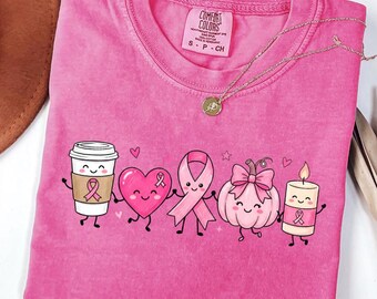 Breast Cancer Awareness Comfort Colors Shirt, Breast Cancer Support Shirt, Survivor Gift, October Awareness Tee, Cute Pink Ribbon Tee