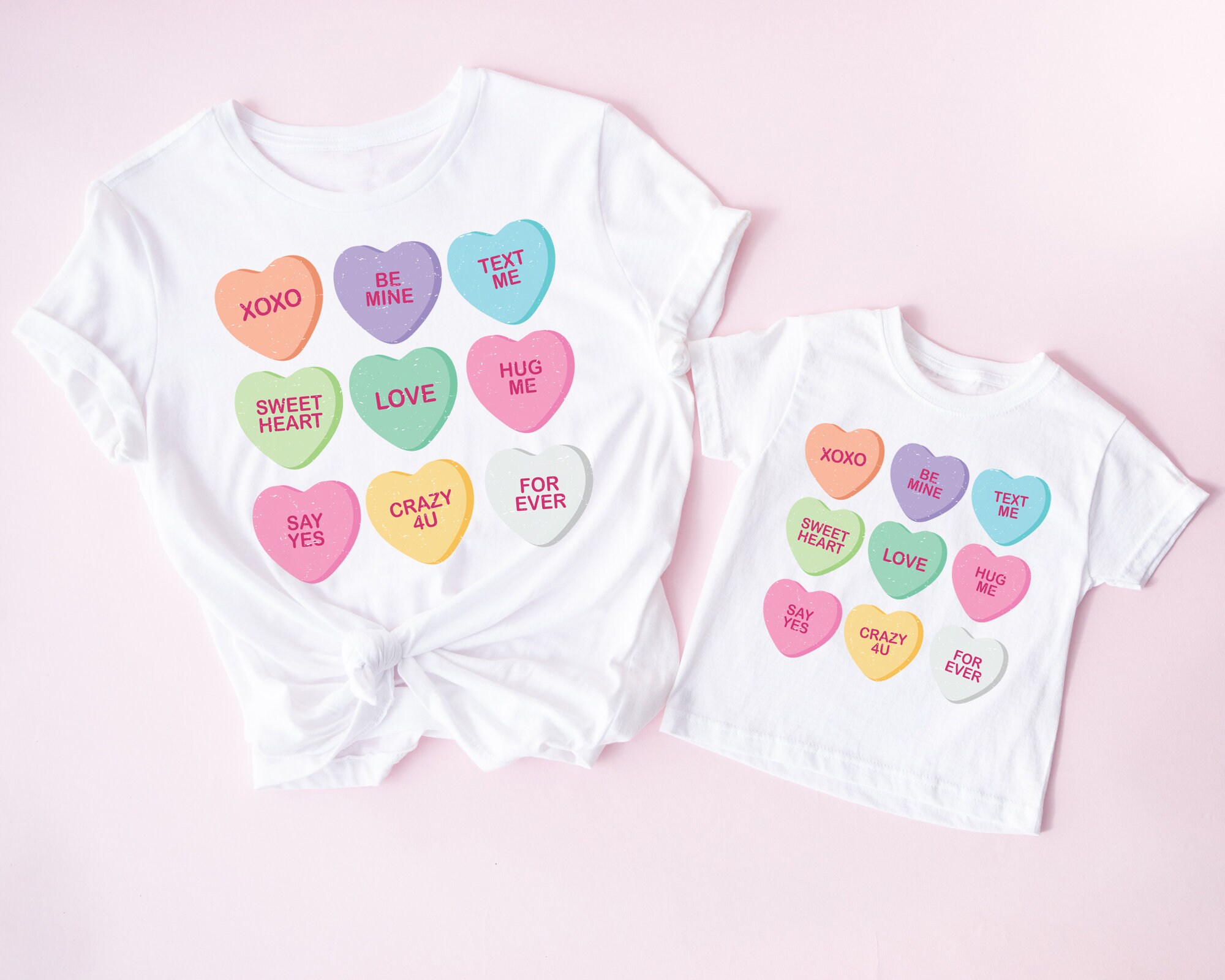 Candy Hearts Shirt, Valentines Day Mommy and Me Outfits, Valentines Day Gift for Mom and Daughter, Matching Mama and Mini Valentine Shirts