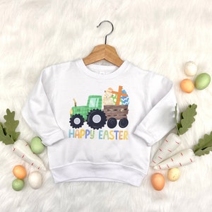 Toddler Boy Easter Shirt, Tractor Easter Egg Hunt TShirt, Easter Basket Stuffers, Baby Boy Easter Outfit, Christian Easter Gift for Boys