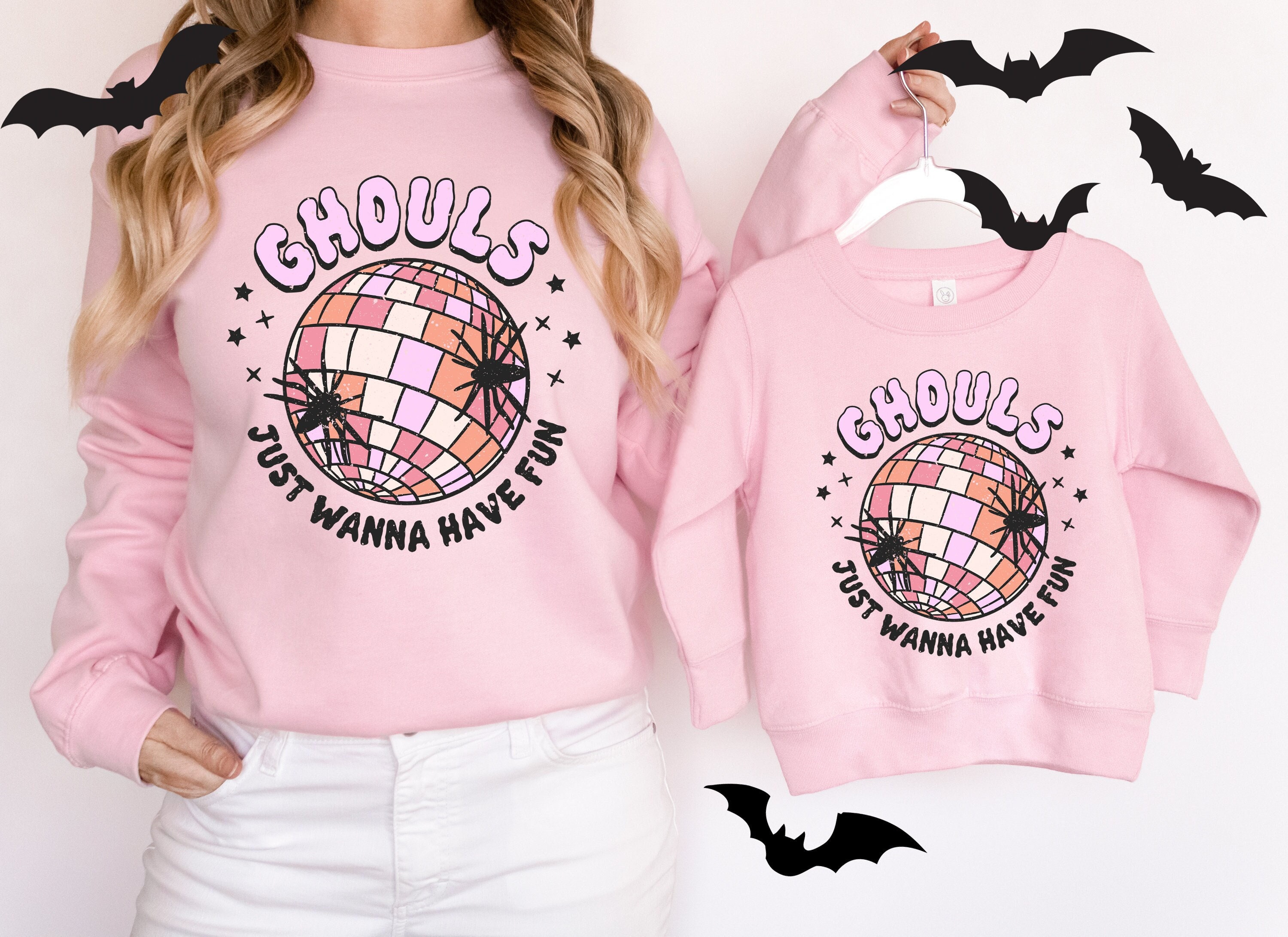 Matching Halloween Sweatshirts, Mommy and Me Halloween Sweaters, Ghouls Just Wanna Have Fun, Matching Sibling, Matching Mom Daughter Disco