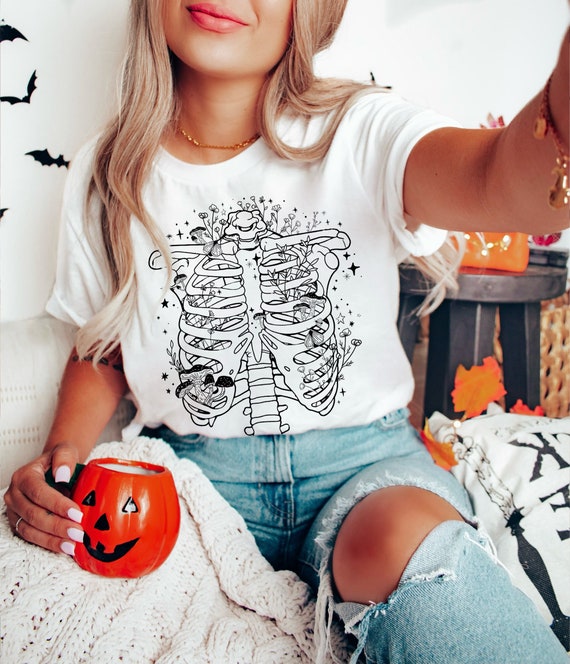 Skeleton Shirt Retro Halloween Shirt Vintage Mushroom Shirt