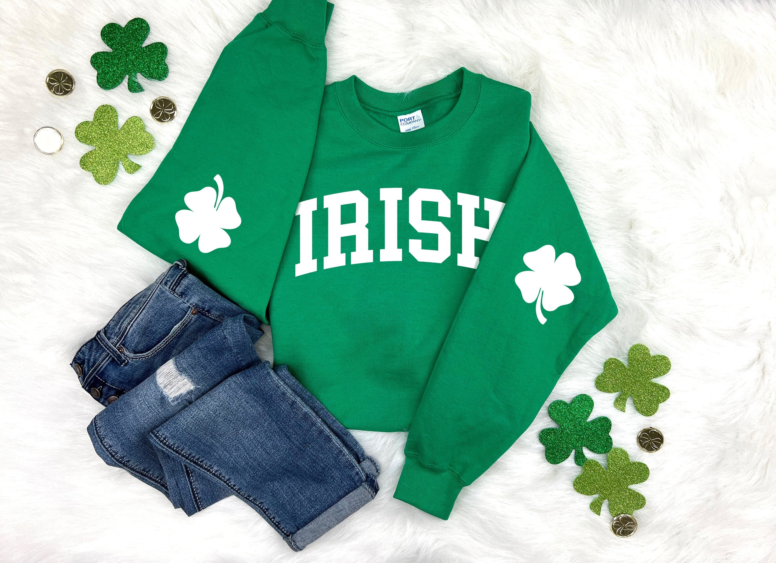 QIPOPIQ Clearance Womens Plus Size Tops St. Patrick's Day Casual Clothes  Funny Solide Fit Tee Shirts Blouse Solid Shirt with Shamrock 