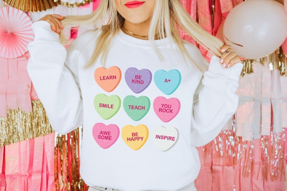 Teacher Shirts Teacher Valentines Day Shirt Candy Heart Tshirt