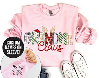 Christmas Grandma Claus Sweatshirt, Custom Grandma Claus Sweatshirt, Grammy Sweater, Gift from Grandkids, Custom Sweatshirt, Gift For Her