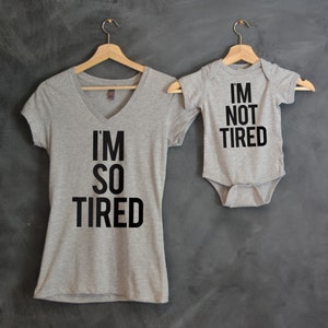 I'm So Tired + I'm Not Tired T-shirt Pack, Mom V-Neck Unisex T-shirt Baby Bodysuit, Baby shower gift, Mothers day gift, Mama Bear, Baby Bear