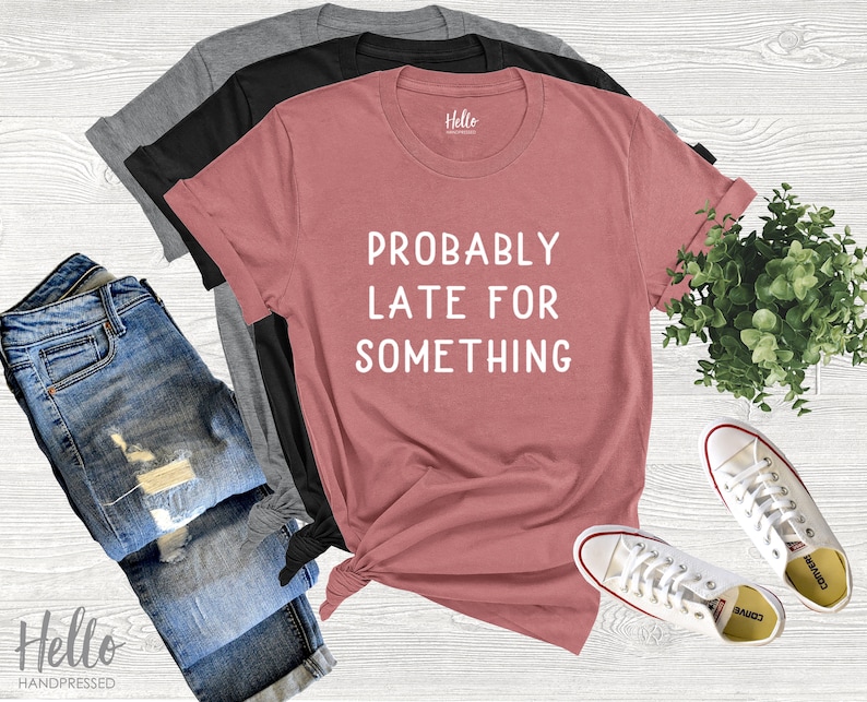Noffish Women's Funny 'Probably Late For Something' Graphic Sweatshirt - Cotton Blend Crewneck - View #3
