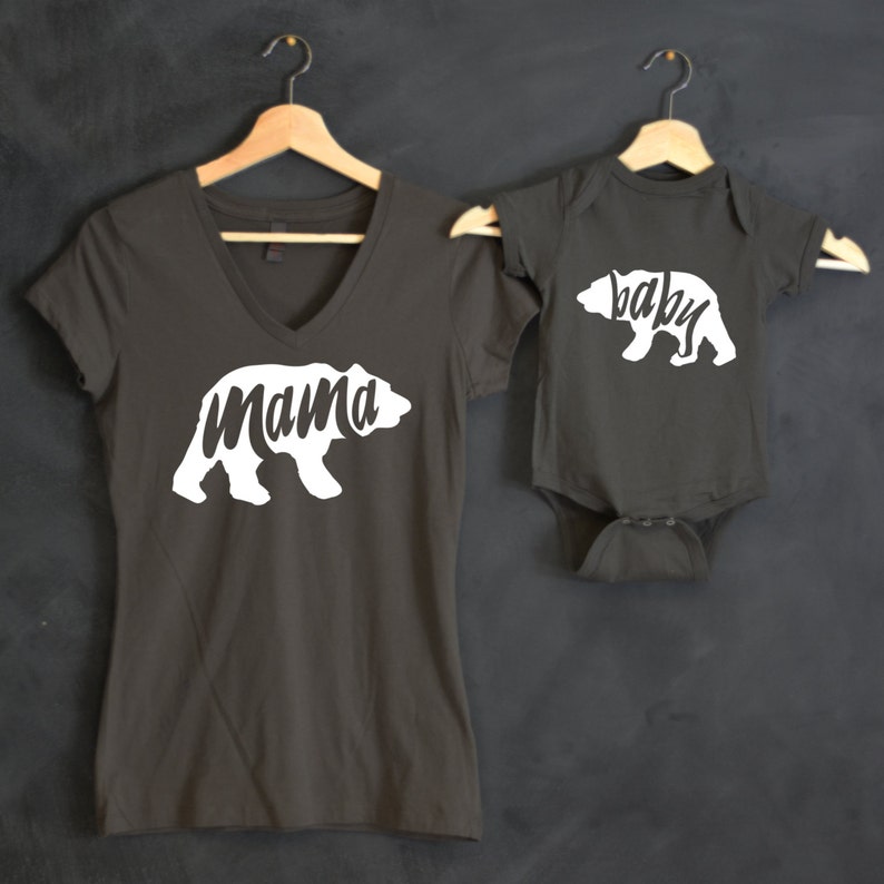 Mama Bear Baby Bear T-shirt Package, Mama Bear V-Neck T-shirt, Baby Bear Bodysuit, Baby Bear Shirt, Baby shower gift, Mothers day gift image 3