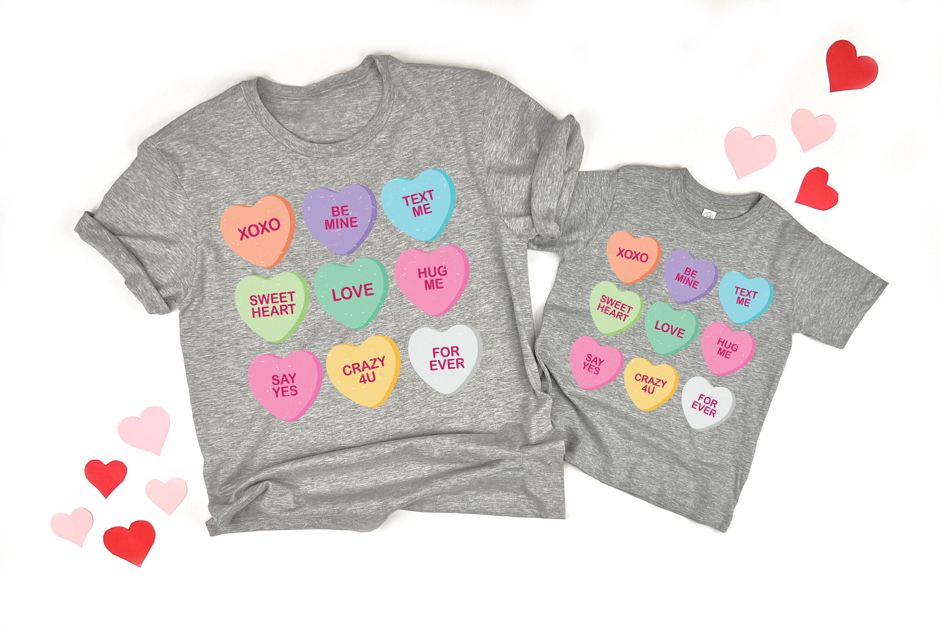 Candy Hearts Shirt, Valentines Day Mommy and Me Outfits, Valentines Day Gift for Mom and Daughter, Matching Mama and Mini Valentine Shirts