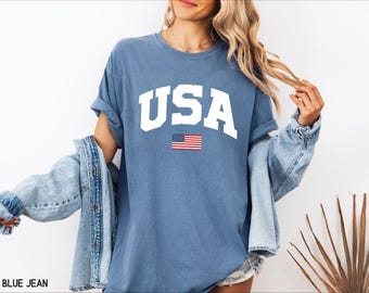 USA Flag Comfort Colors T-Shirt, S-4XL, 4th of July Tshirt, Independence Day Shirt, Retro USA Party, Memorial Day Tee, Fourth of July Shirt