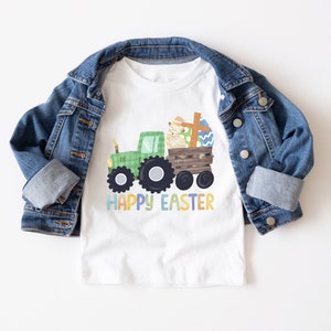 Toddler Boy Easter Shirt, Tractor Easter Egg Hunt TShirt, Easter Basket Stuffers, Baby Boy Easter Outfit, Christian Easter Gift for Boys