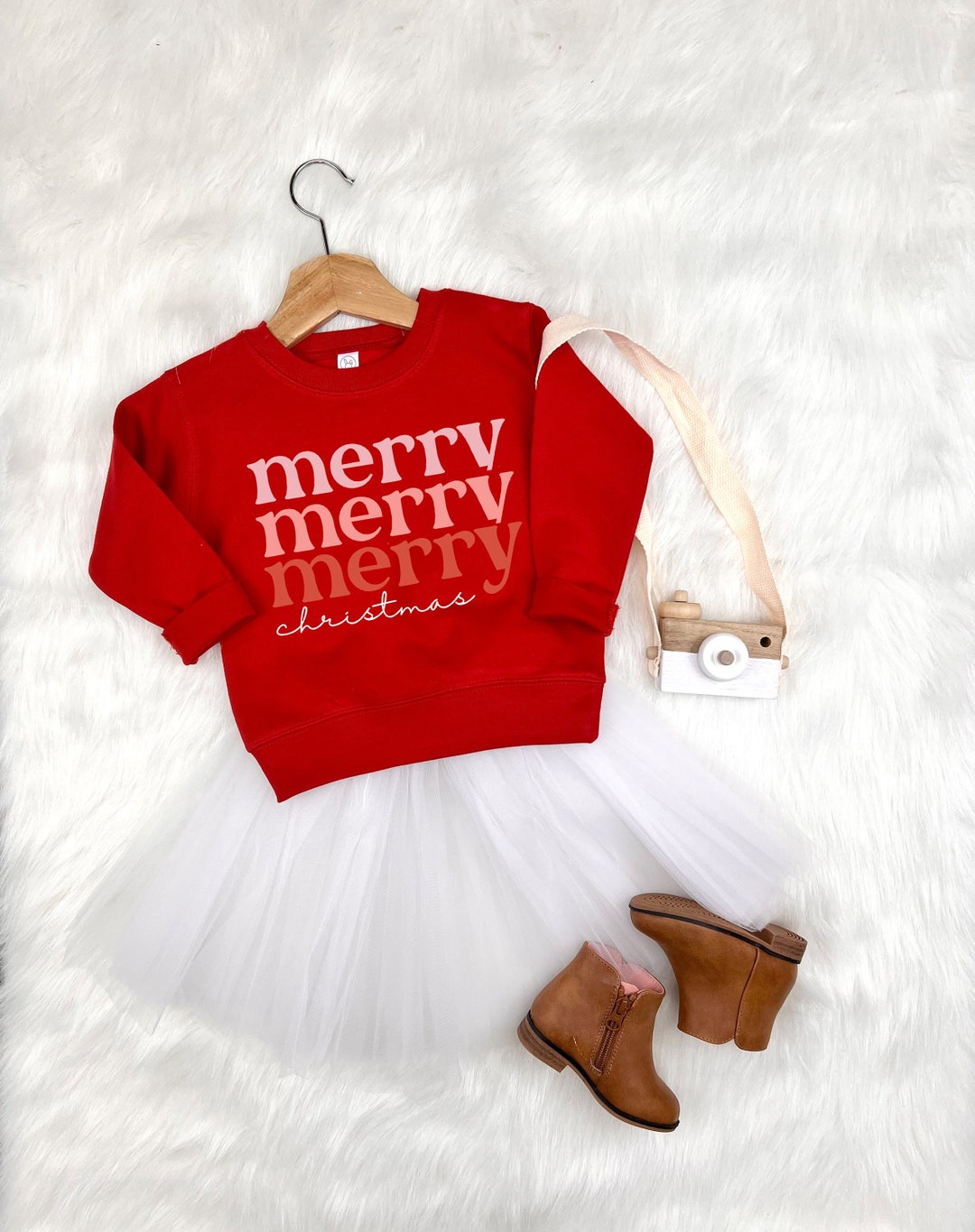 Merry Sweatshirt for Kids, Toddler Girl Christmas Sweater, Holiday