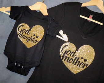 Godmother  + Goddaughter T-shirt Package, Godmother Gift, Will you be my Godmother?, Godmother shirt, Gift for friend, Mommy and Me, Baptism