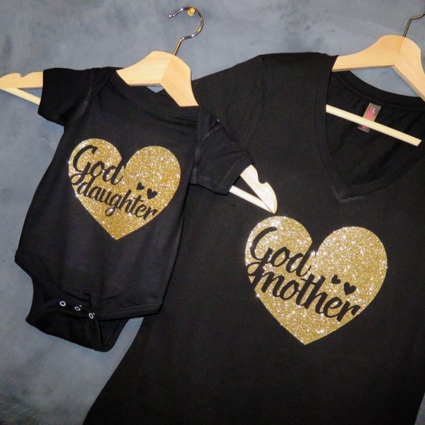 Godmother  + Goddaughter T-shirt Package, Godmother Gift, Will you be my Godmother?, Godmother shirt, Gift for friend, Mommy and Me, Baptism