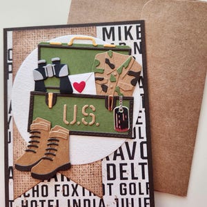 ARMY Footlocker Handmade Military Card Camouflage Boot Camp Basic Training AIT Graduation Stampin Up Papertrey Ink diecut BDU camo uniform